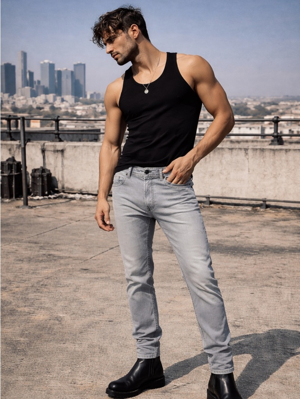 Diesel Thommer Slim-Skinny Jeans – Light Grey Wash – Stretch Denim – 32W 32L